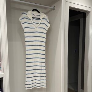 Pink Lily small blue and white Striped cover up
Knit Dress.  Like new